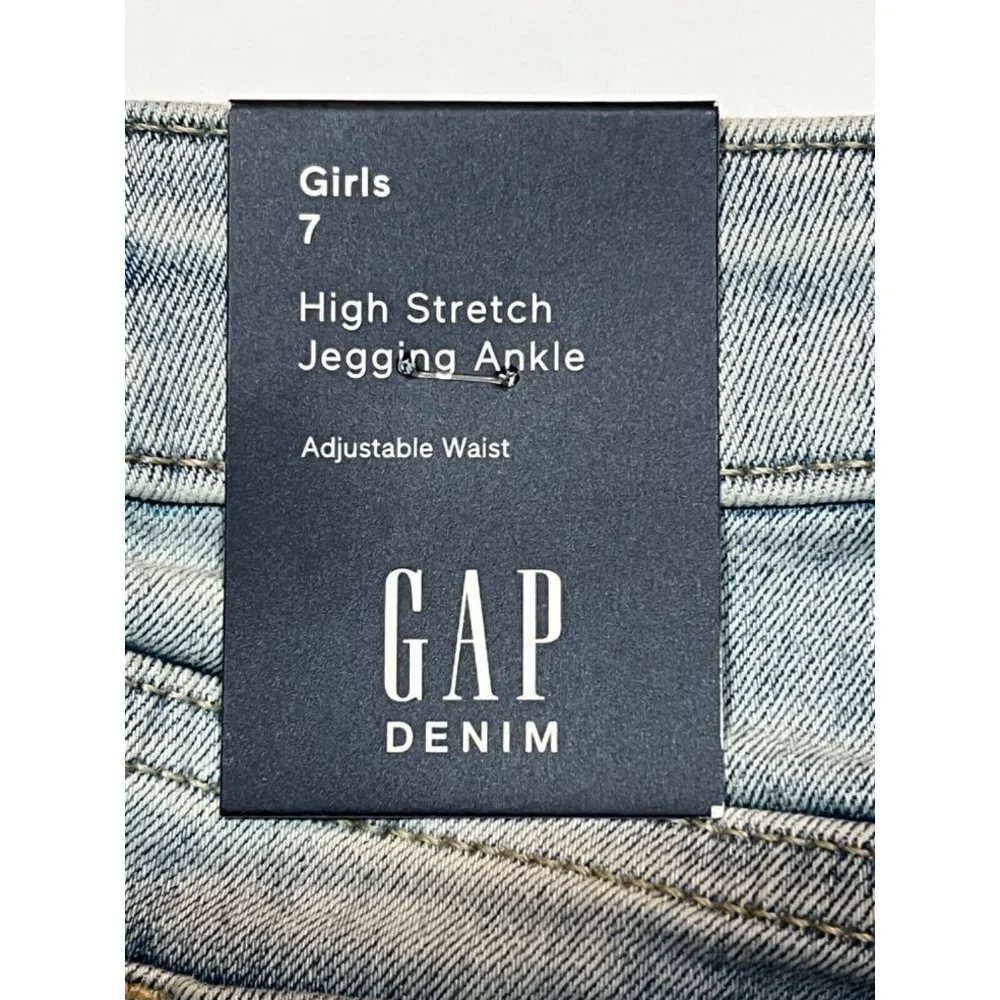NWT GAP Girls High Stretch Jegging Ankle Jeans Sz 7 Light Wash #543383